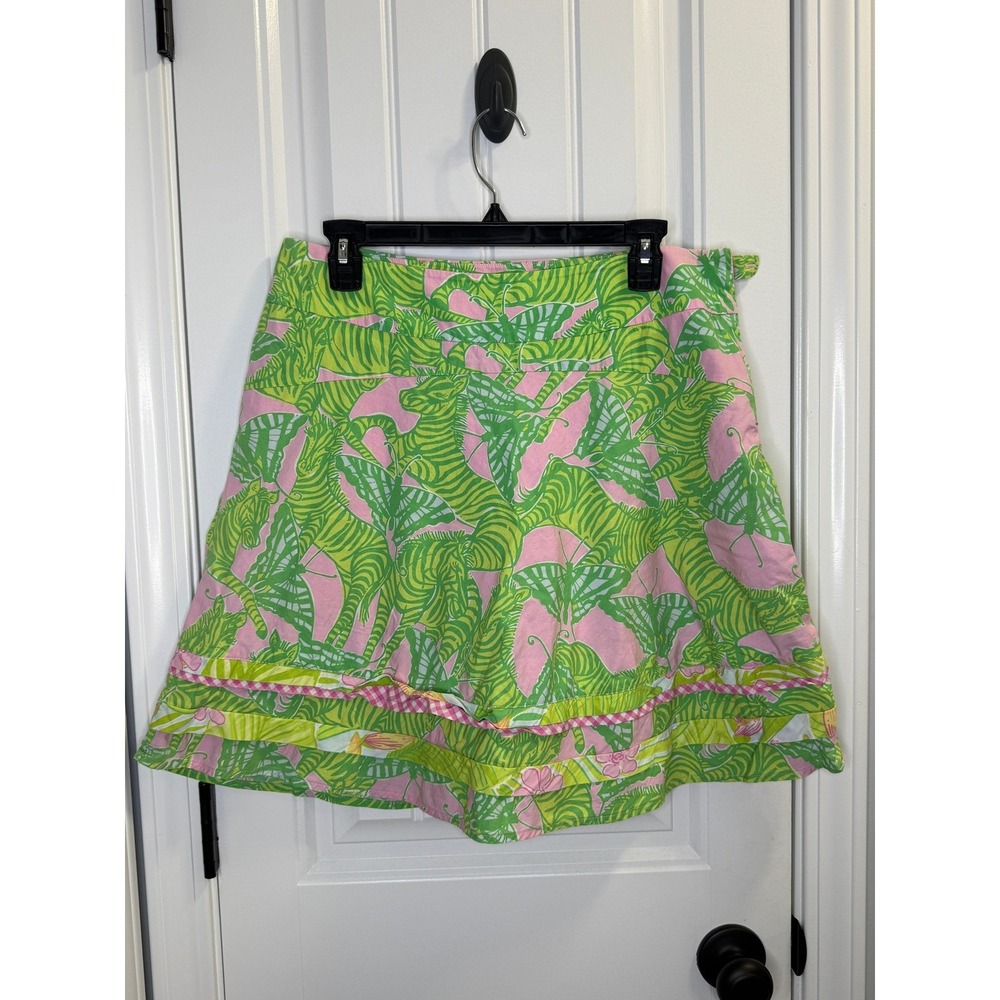 Lilly Pulitzer Marla Brazilian Court‎ Zebra Butterfly Skirt 10 Vintage 90s